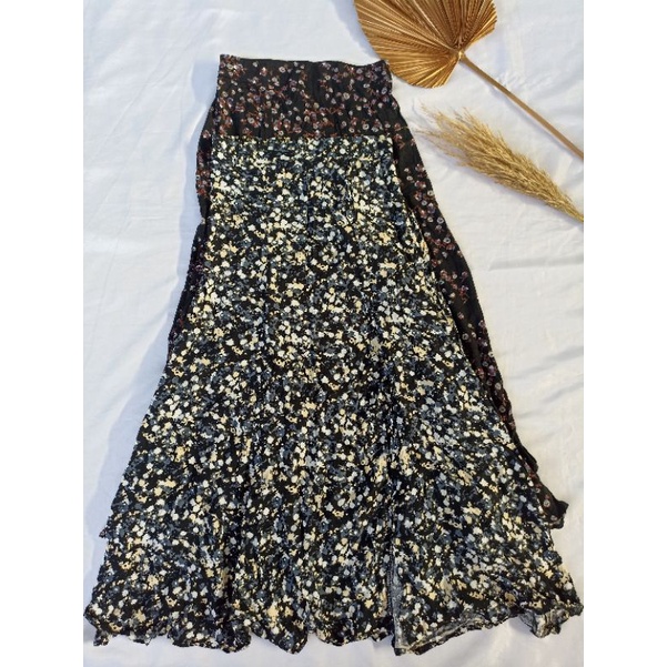 FLORAL MIDI SKIRT-ROK WANITA (AN_KO)