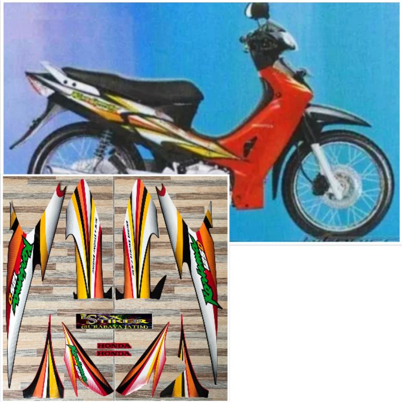 striping original Honda karisma 125D merah hitam tahun 2003 2004