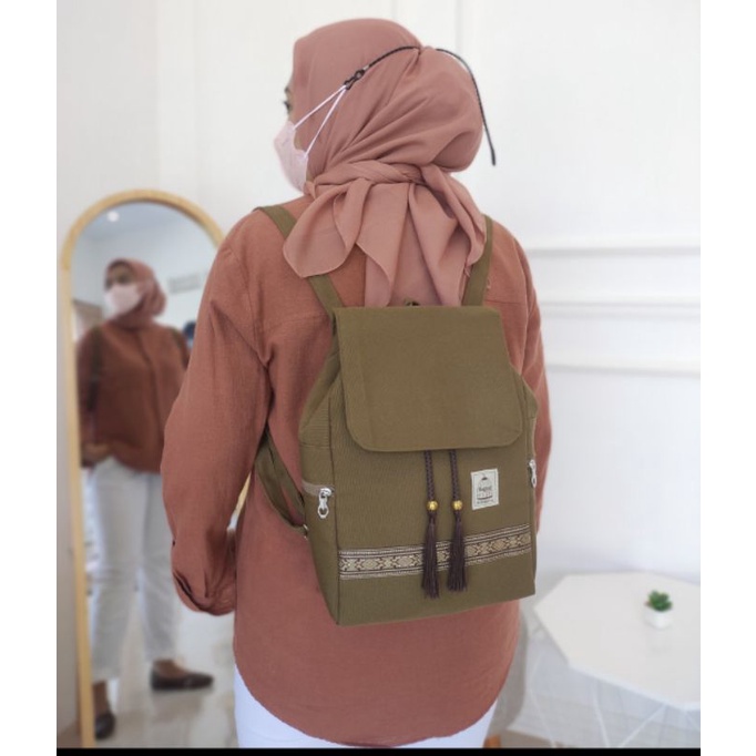 Ginny Backpack kode G89 Tas Kanvas Polos Sekolah Ransel Kerja muat notebook 10,6 inchi