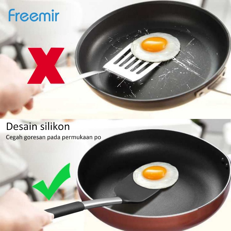 freemir Spatula Silikon Hitam Anti Gores Tahan Panas Food Grade Sutil Sudip