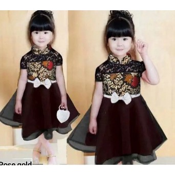 Dress Pavita Rose GOLD kid cantik kekinian  Edisi lebaran dress anak perempuan rose gold 1 warna ter