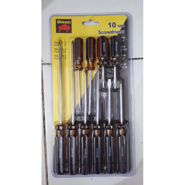 OBENG SET 10 PCS BISON PLUS MINUS TOOL KIT BUKAN TOOL SET OBENG