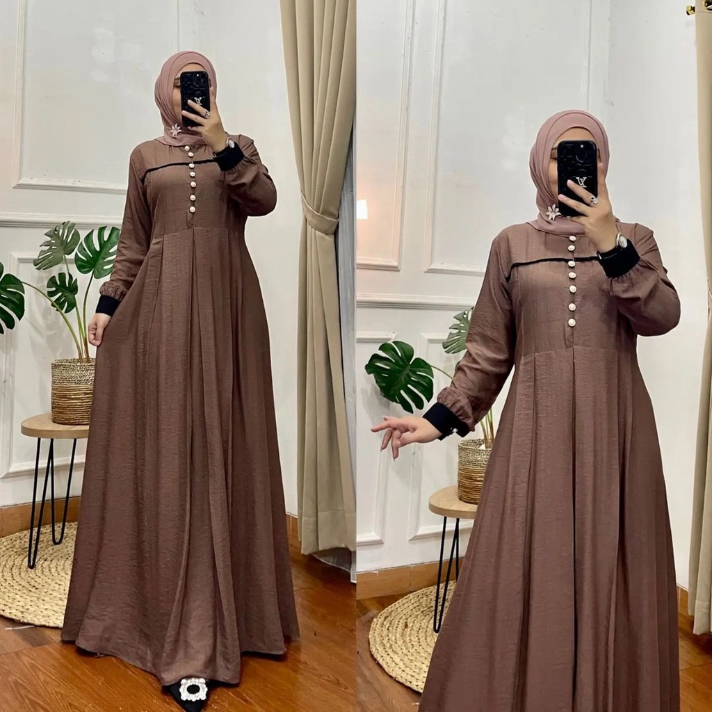 NAYARA DRESS  Busui Matt Cotton Crinkle List - Gamis Simple LD 110 GAMIS DAILY