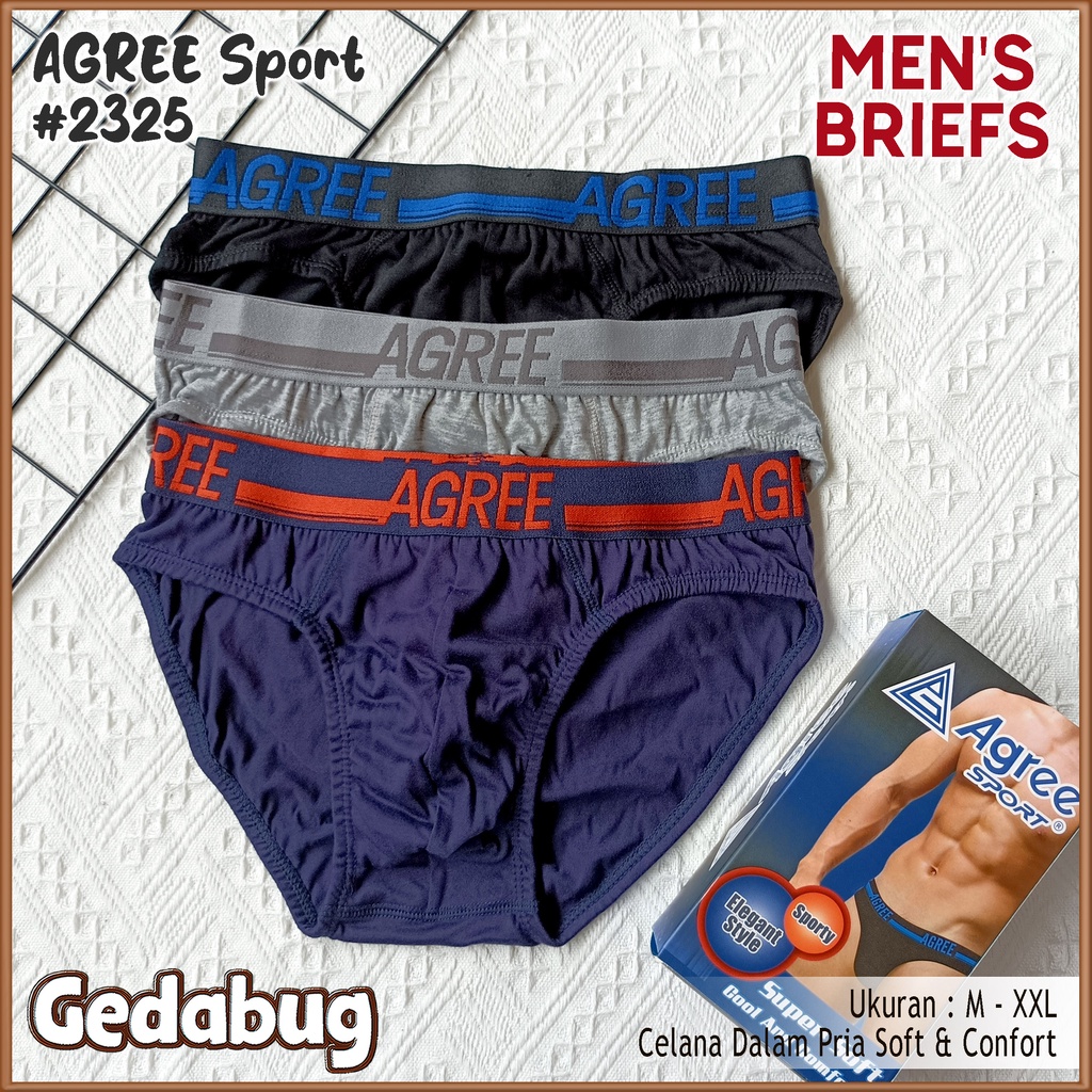 [ 3pc ] CD Pria AGREE 2325 | Celana dalam Pria Sport segitiga Karet Boxer Men's Brief | GEDABUG