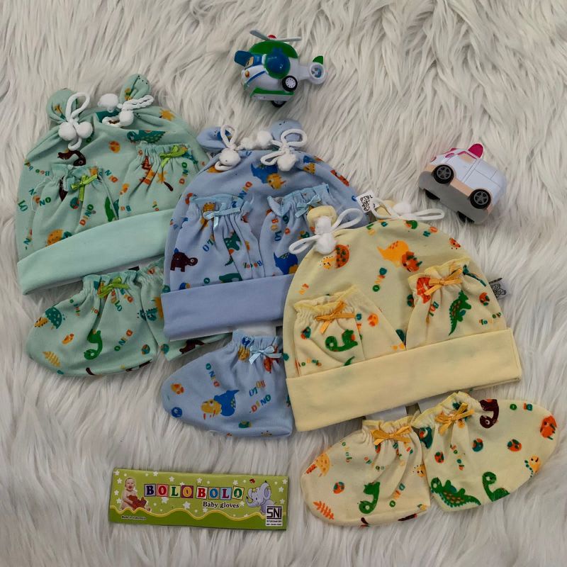 Topi set bayi + Sarung tangan dan kaki bayi JUNGLE GYP OLSHOP