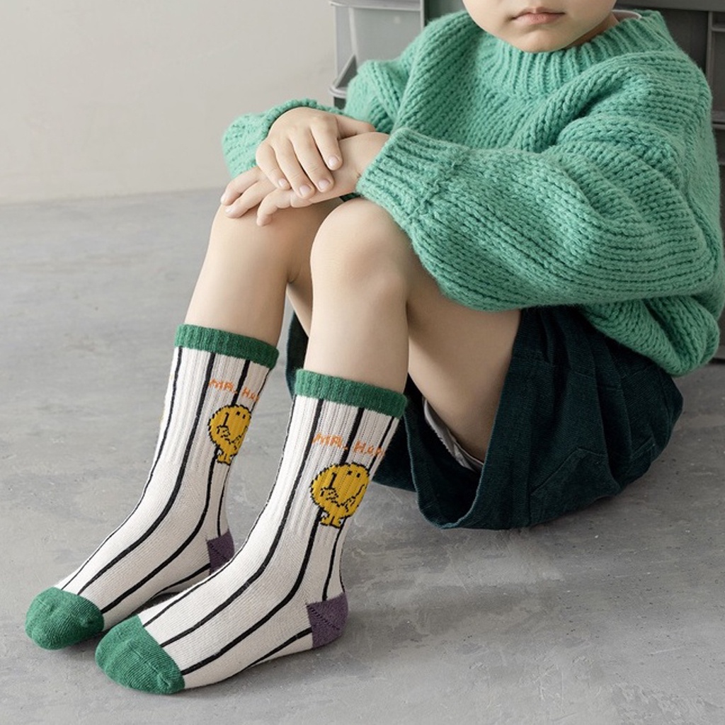 INDOMINI  Kaos Kaki Anak Lucu Kaus Kaki Bayi Motif Karakter Green White Black Series KK066