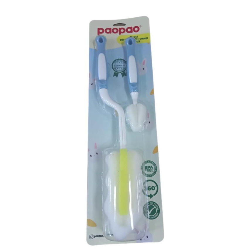 Paopao Deluxe Bottle &amp; Nipple Set - Sikat Botol Dan Dot Bayi BB20 - WARNA RANDOM