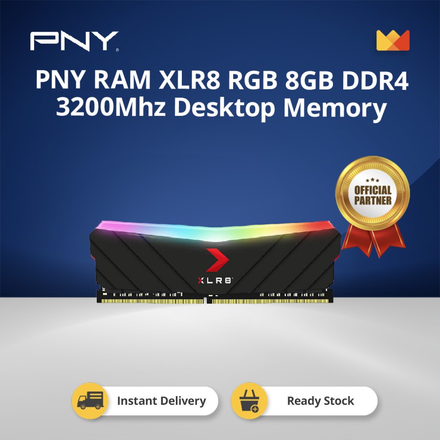 PNY RAM XLR8 RGB 8GB DDR4 3200Mhz Desktop Memory MD8GD4320016XRGB