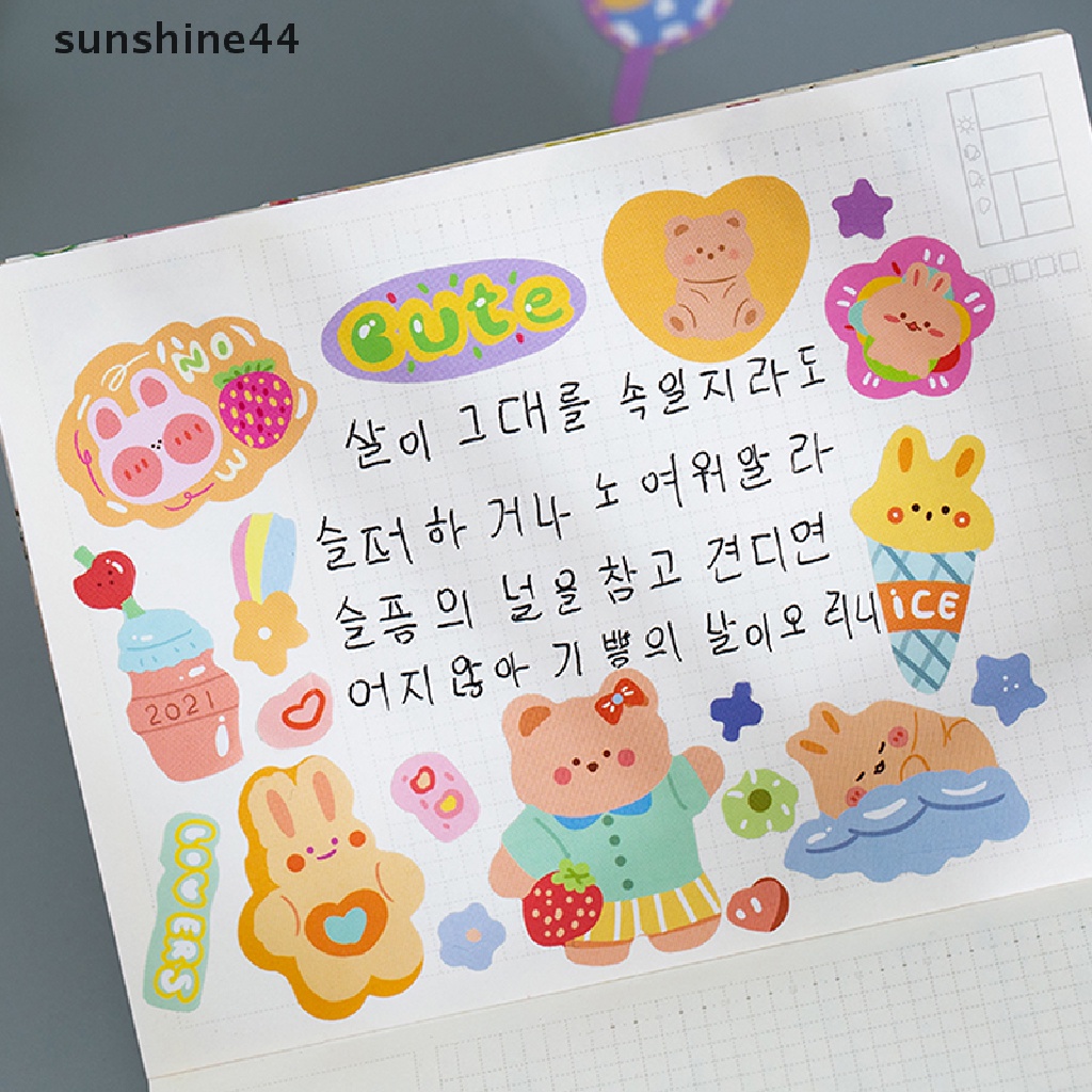 Sunshine 2PCS/Box Stiker Kartun Dekorasi Scrapbooking Alat Tulis Perlengkapan Sekolah.