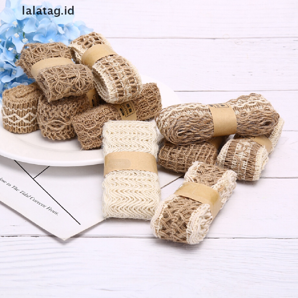 [lalatag] 2m Natural Hessian Goni Goni Pita Renda DIY Craft Dekorasi Pesta Pernikahan [ID]