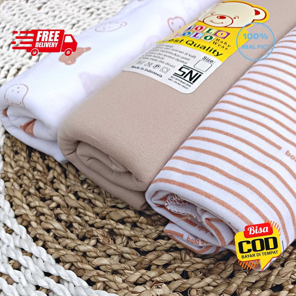 SALE 7.7 - 3 PCS PERNEL BAYI BEDONG BAYI KAOS BOLO-BOLO SERIES COKLAT SUSU