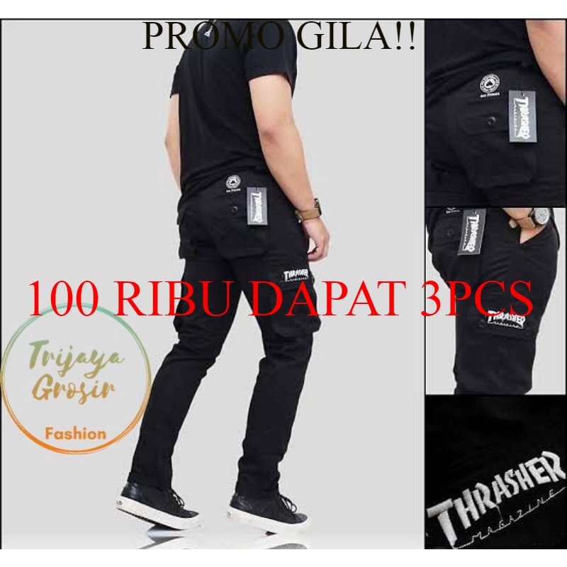 PAKET HEMAT 100 RIBUAN DAPAT 3PCS [YANG LAGI HITS] Celana Cargo Panjang Pria Distro UFC Mma hikking Kargo Laki Laki Premium distro Terbaru Kimpol PINGGANG KARET