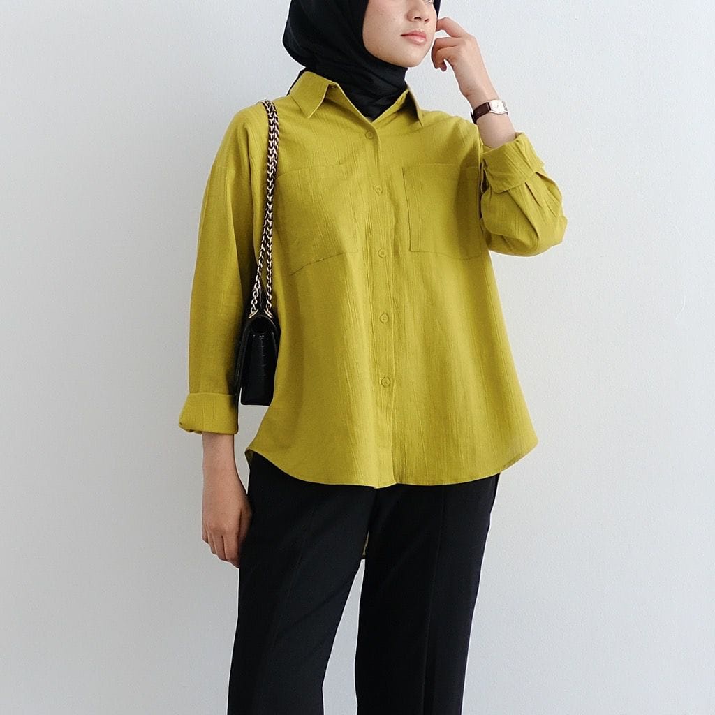 BEFAST - ZEC OOTD KEMEJA WANITA VELI / Millie Shirt CRINCLE / Fashion Kekinian Remaja ABG / OOTD Style Wanita Hijab Trendy /  Kemeja Polos Formal / Pakaian Casual Wanita / Outfit Daily Wanita Kerja / Hem Lengan Panjang Terlaris