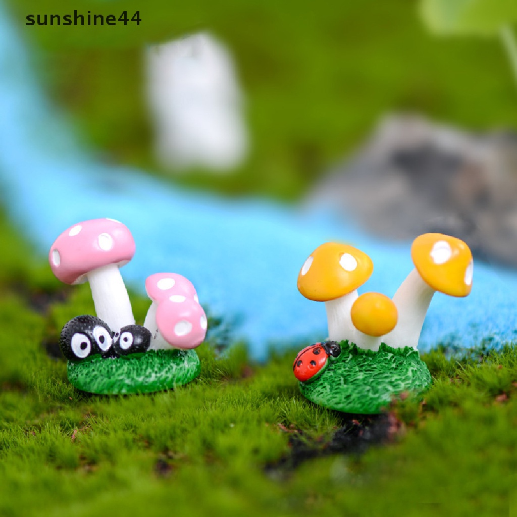 Sunshine Hewan Lucu Jamur Kelinci Miniatur Kartun Peri Taman Gambar Rumah Dekorasi Mobil DIY Aksesoris Kue Dollouse Ornamen Craft Decor.