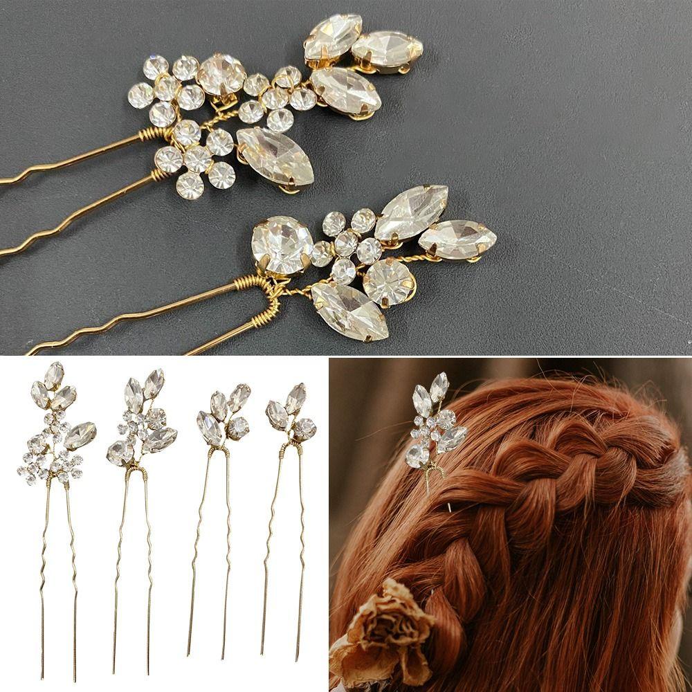 Nanas 4Pcs/Set Bunga Rambut Pin Wanita Rambut Garpu Pesta Headpiece Pernikahan Sisir Rambut