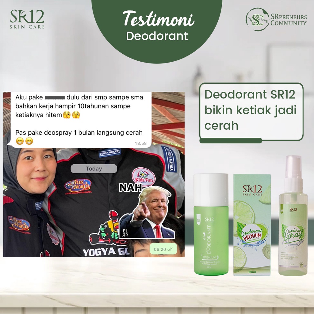 TERAMPUHH.!! PAKET TUMPAS BAU BADAN SR12 BPOM / MENGHILANGKAN BAU KERINGAT / MENETRALKAN AROMA TUBUH
