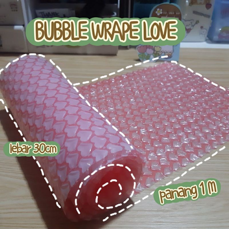 

Bubble Wrape Pink Love Per Meter