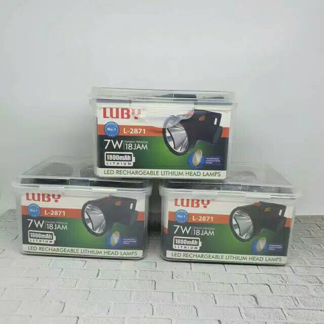 Headlamp Luby Charge Ulang senter kepala  7 Watt -  2 warna putih dan kuning