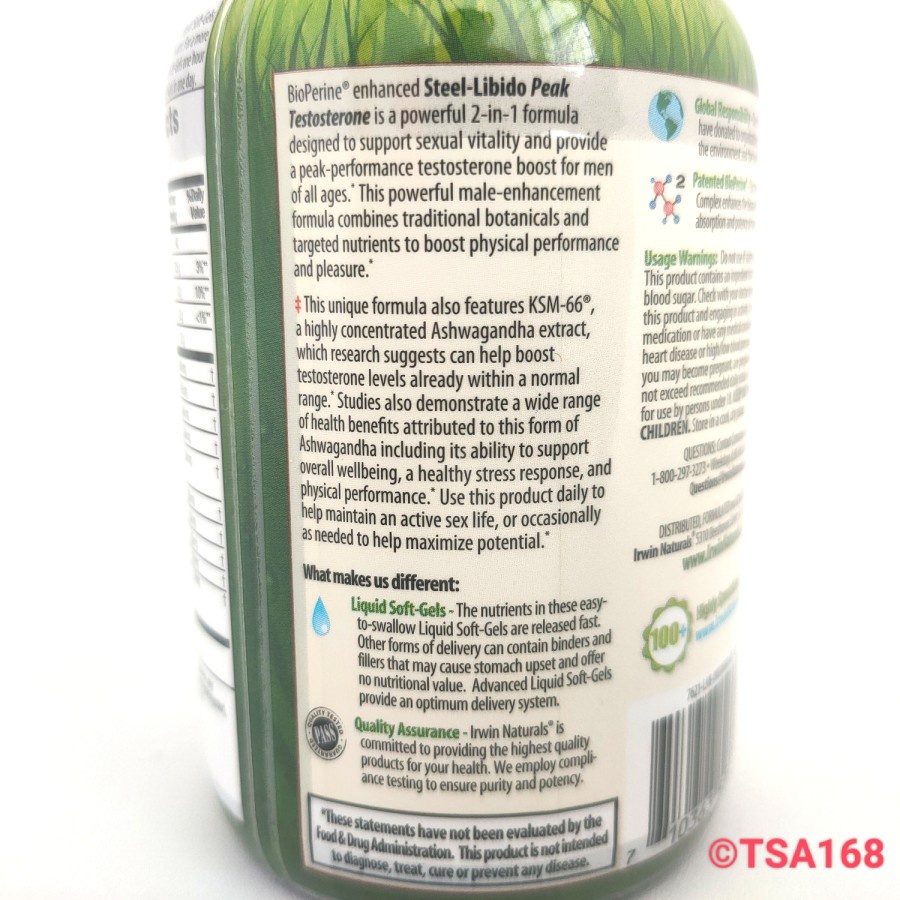 Irwin Naturals Steel Libido Peak Testosterone 75 Liquid Softgels