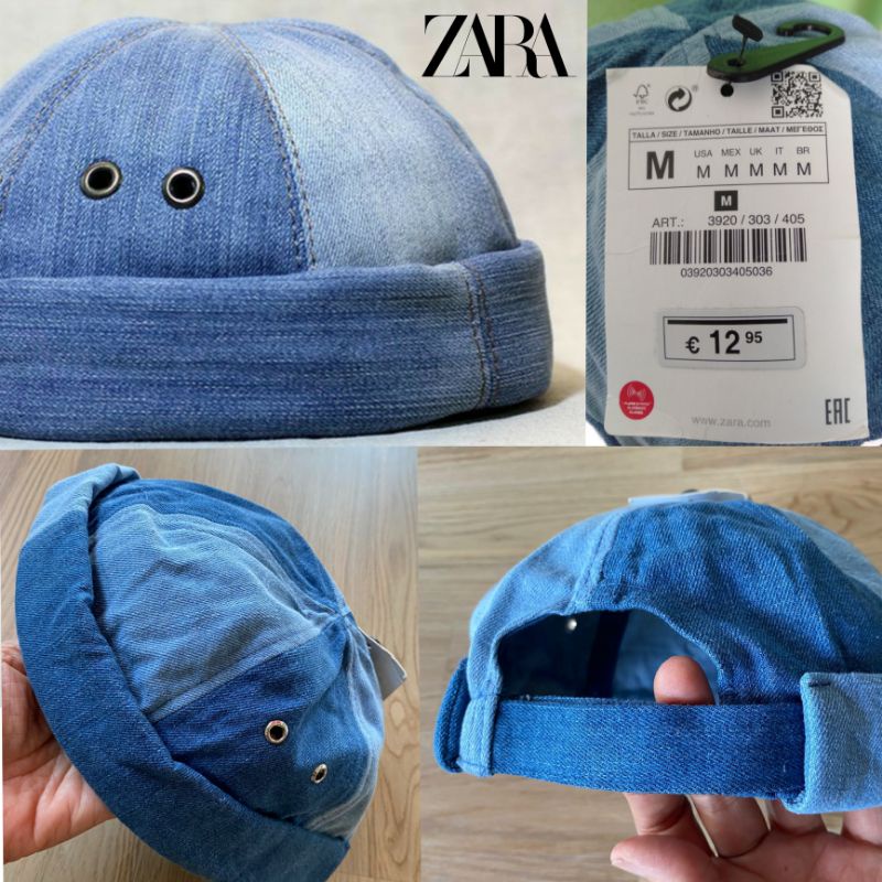 Topi mikihat Denim  pria (size M)original Zara new full hantag