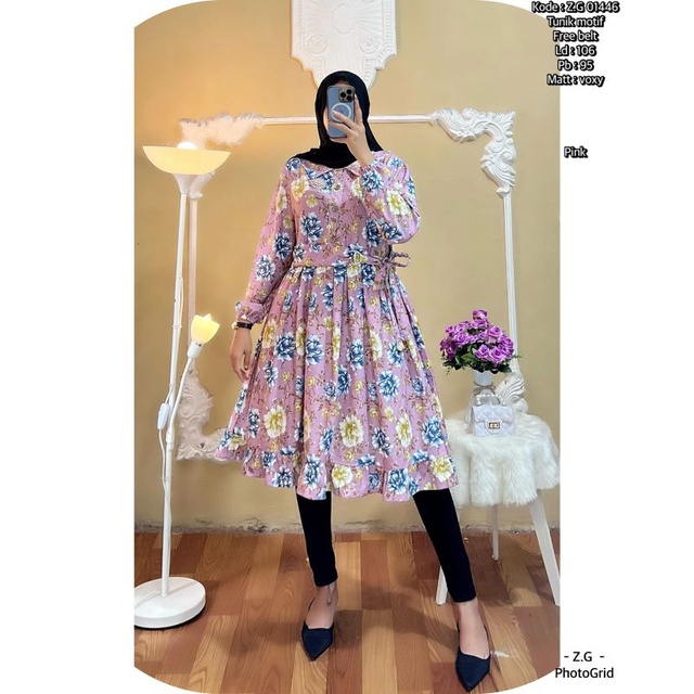 TUNIK REMPEL FREE BELT / TUNIK VOXY MOTIF BARU