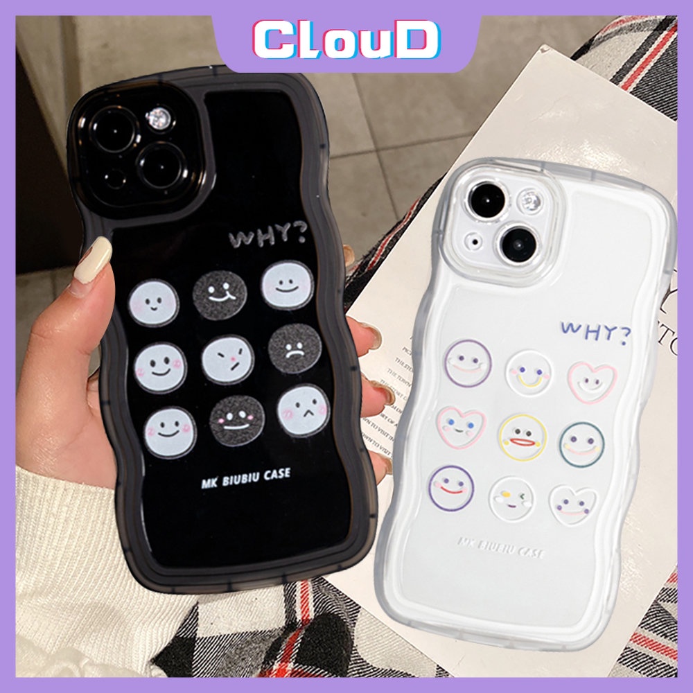 Cute Smiley Couple Wavy Edge Case Realme C33 10 C15 C30 C12 C21Y C11 C35 C20A C25 C25Y C17 C25s C20 Realme 8i 9i 7i 8 9 9Pro+8Pro 5 7 C3 5i 6i Kartun Ekspresi Lucu Soft Cover