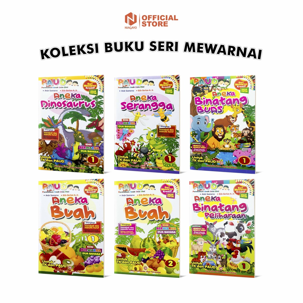 Buku Anak / Buku Mewarnai Anak 2 dan 3 Tahun / Seri Mewarnai Kreatif Dinosaurus Serangga Binatang Bu