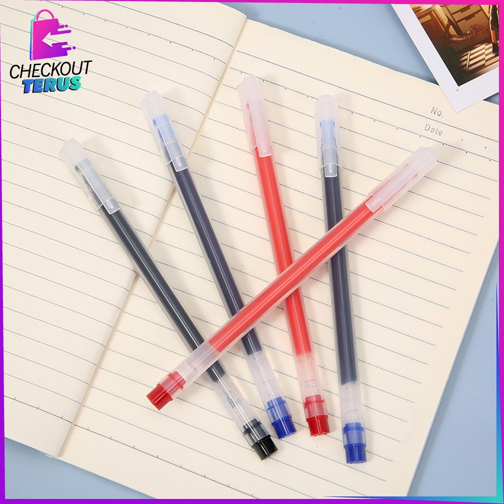 CT A46 Pena Gel Alat Tulis Pulpen 0.5mm Motif Polos Perlengkapan Sekolah Ballpoint Simple Pulpen Cair Kantor Import