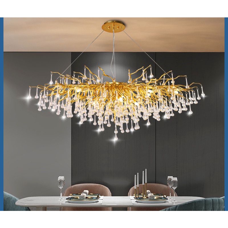 super luxury lampu gantung panjang ruang/meja makan kreatif cehaya mewah lampu kristal restoran hote