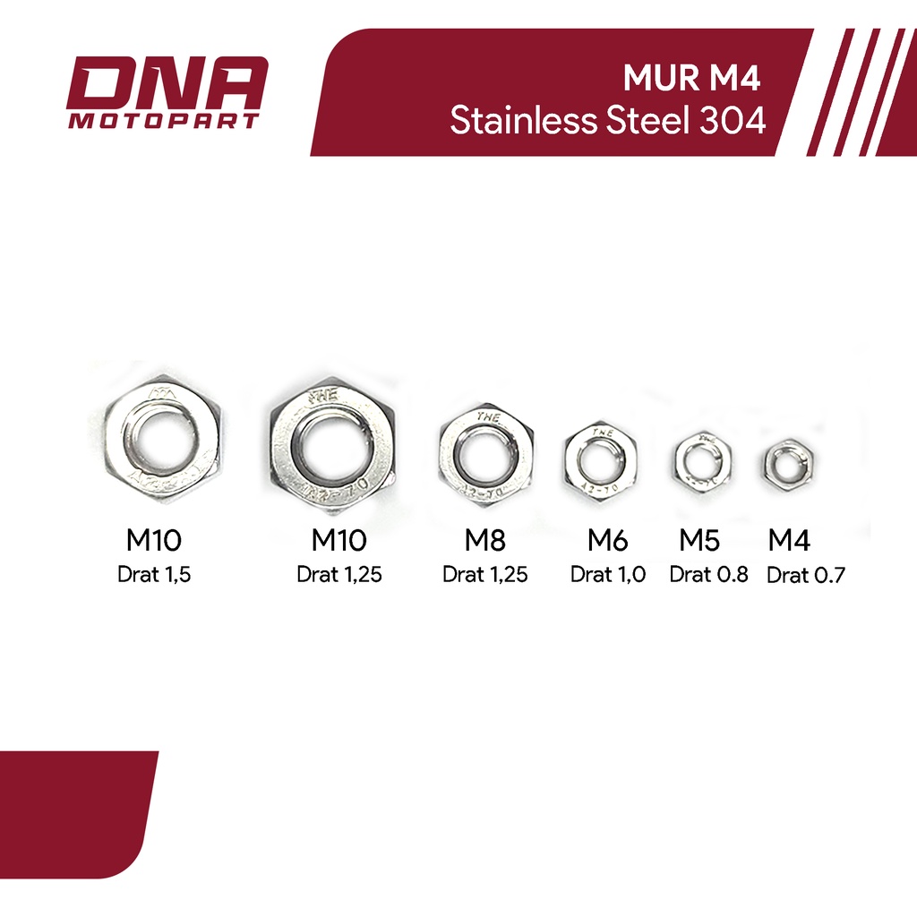 MUR M10 DRAT 1,25 / DRAT 1,5 STAINLESS STEEL