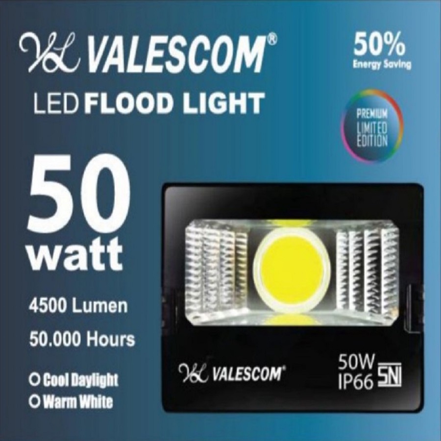 Lampu Sorot Tembak Led 50Watt Valescom Anti Air Kap Sorot