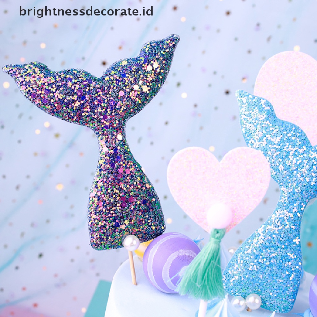 [Birth] Mermaid Cupcake Picks Hiasan Kue Happy Birthday Untuk Dekorasi Pesta Pernikahan [ID]