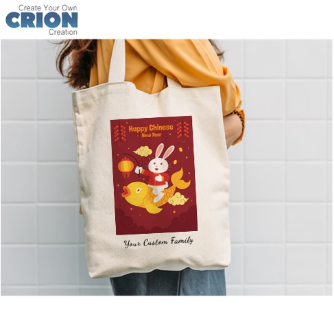 Totebag Imlek Sincia Chinese New Year Gong Xi Fa Cai blacu Bisa Custom nama -By Crion