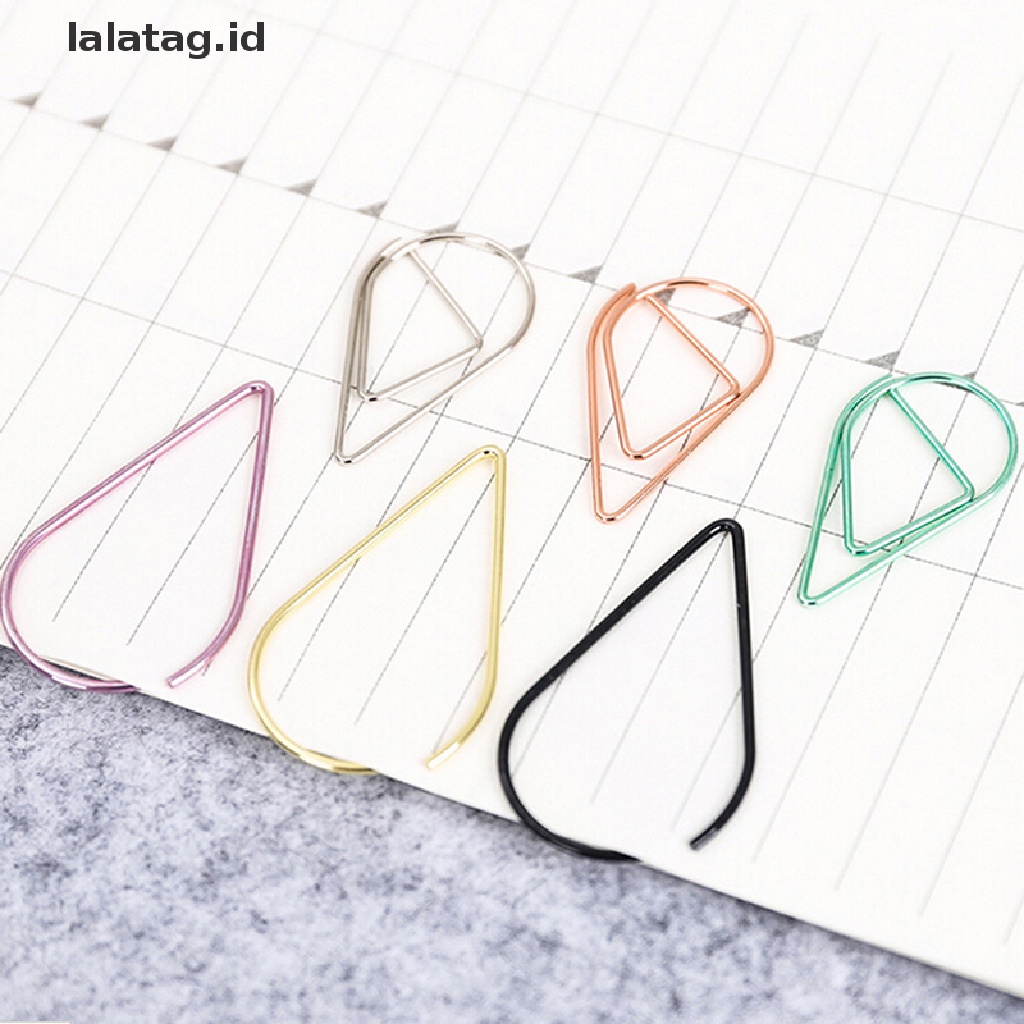 [lalatag] Klip Kertas Bentuk Tetesan Air Logam Dekorasi Kantor 10pcs/set Bookmarks Clips, [ID]