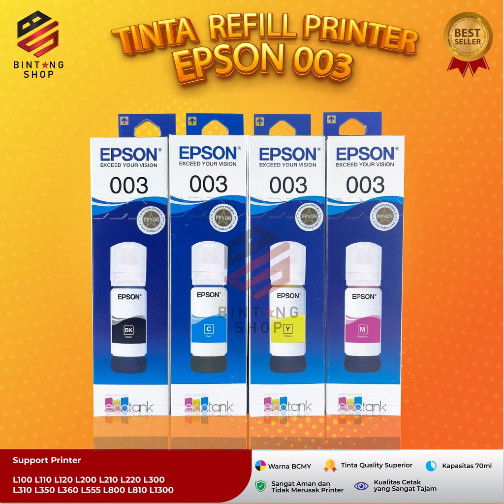 1 SET 4 PCS Tinta Epson 003 Premium Tipe Printer L1110 L3101 L3110 L3150 L5190 L3100