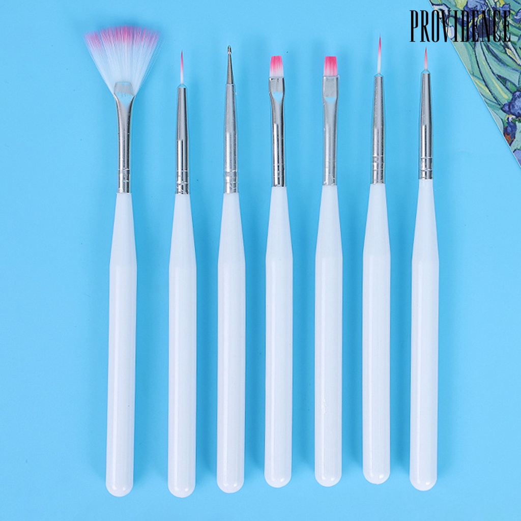 Providence 7Pcs Pena Gambar Kuku Ketekunan Tinggi Tidak Menggeser Bulu Lembut DIY Multi Gaya Terukir Garis Tarik Noda Dotting Kuku Pena Kuku Salon Pasokan