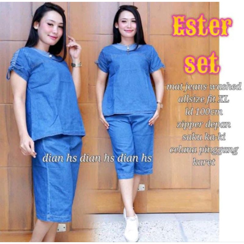Ester setelan jeans / setelan wanita jeans terbaru