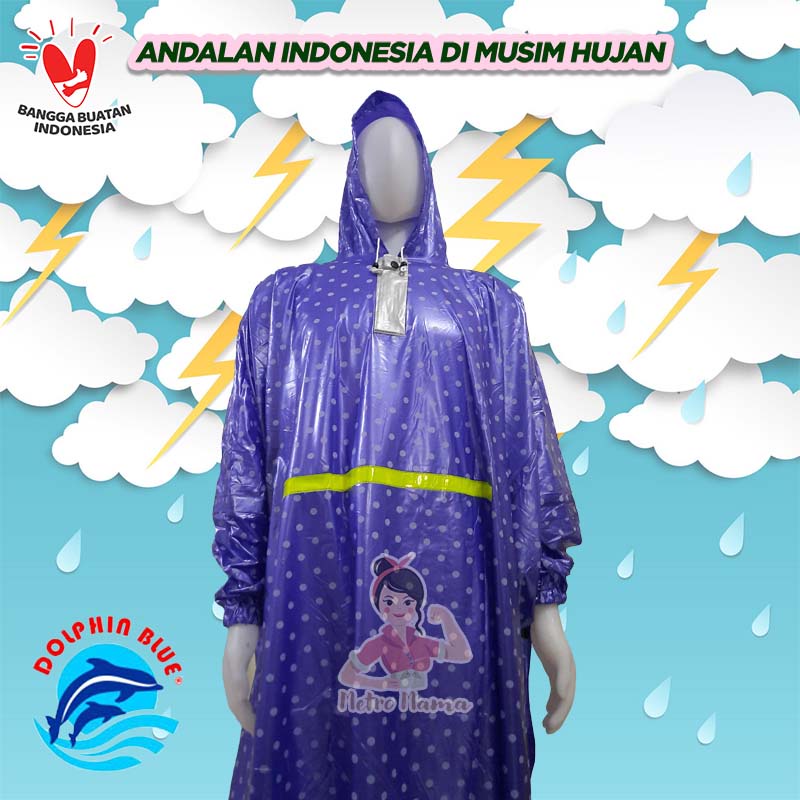 Jas Hujan Poncho Lengan DOLPHIN STAR POLKADOT Ukuran BIG SIZE JUMBO