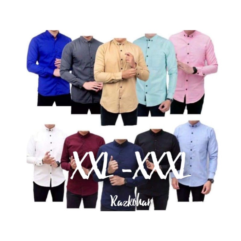 Kemeja Pria Size XXL size XXXL Kemeja polos BIG SIZE Kemeja Lengan Panjang Kemeja Polos Lengan Panjang BIG SIZE