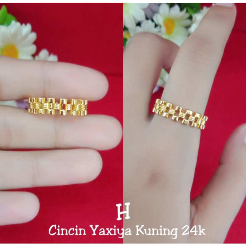 cincin gelombang mata 2 lapis emas 24k