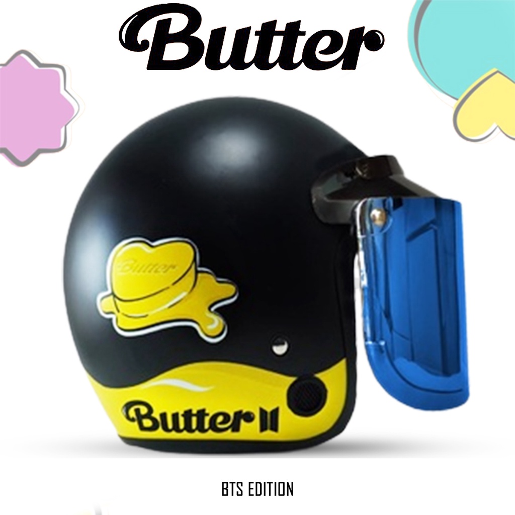 Helm Bogo Motif BTS Butter / Helm Bogo Retro Dewasa Wanita SNI / Helm Aesthetic COD