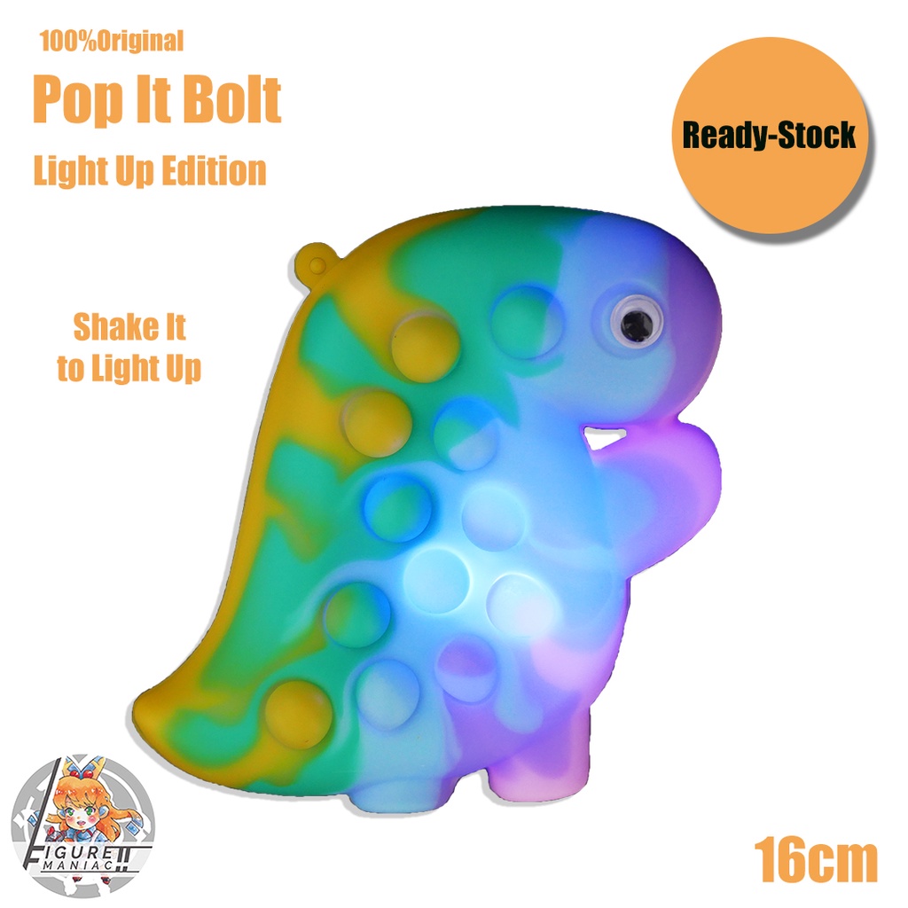 Mainan Anak - Pop It Pop Games Squishy Bolt Dino Edition Pop LED Light UP Mainan Anak Murah Lucu Aman Poptubes Klik