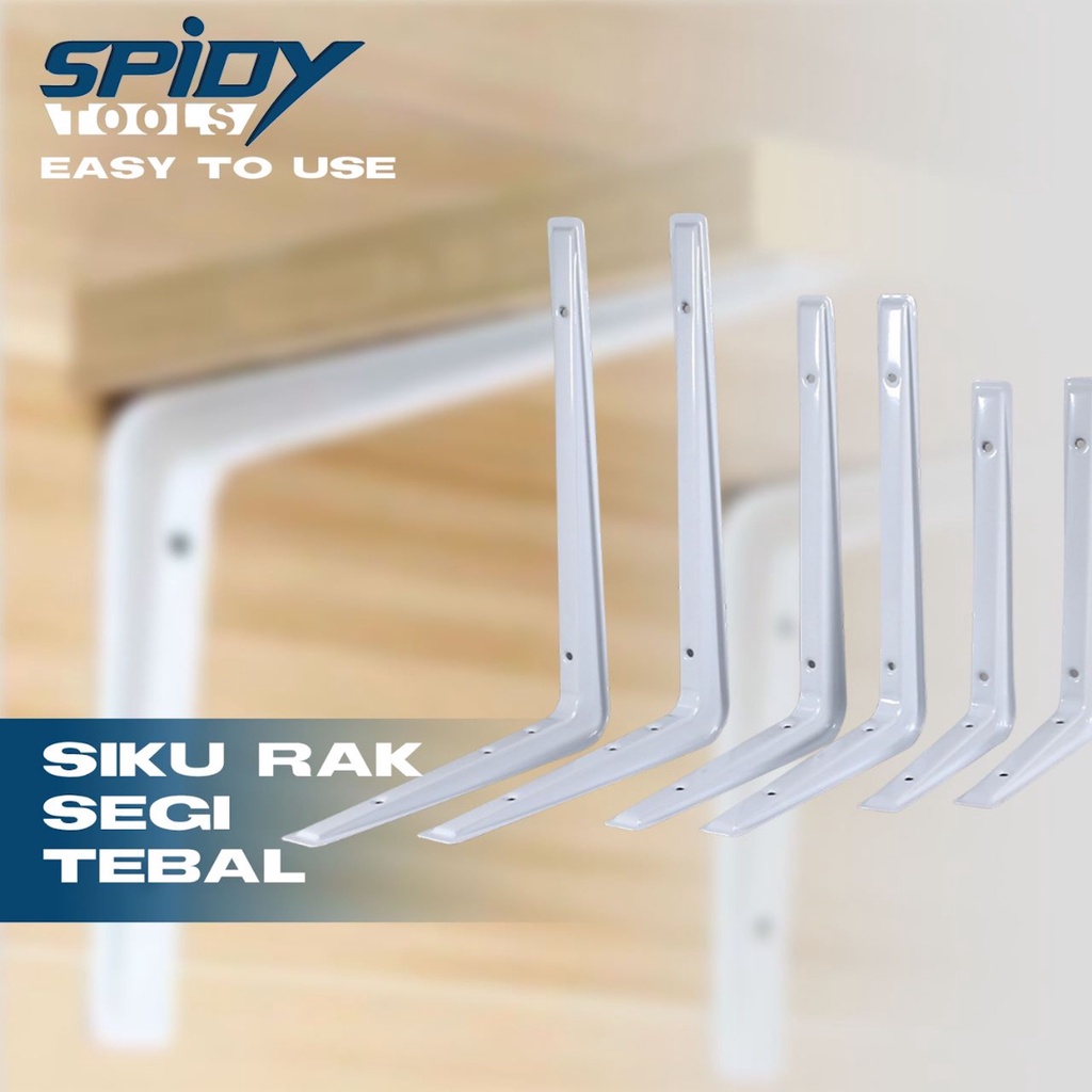 Siku Rak Besi Persegi Hiasan Dinding Kamar Dapur Putih 22-32cm Braket