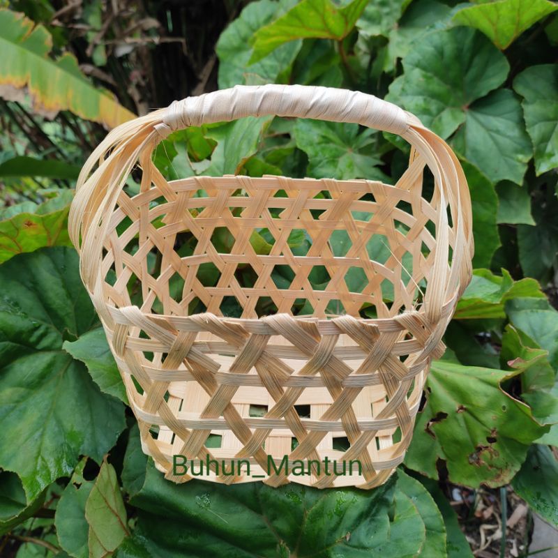 keranjang toples tabung 800ml muat 4 toples tas toples kue - tas bambu - tas buah kecil