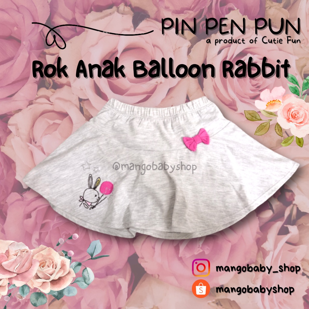 PIN PEN PUN CUTIE FUN BAWAHAN CELANA ROK ANAK PEREMPUAN LUCU MOTIF KELINCI UNTUK USIA 1-2 TAHUN