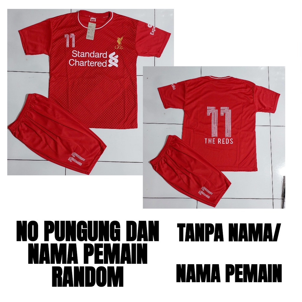 setelan baju bola anak/setelan baju futsal/baju bola liverpool merah/baju futsal murah