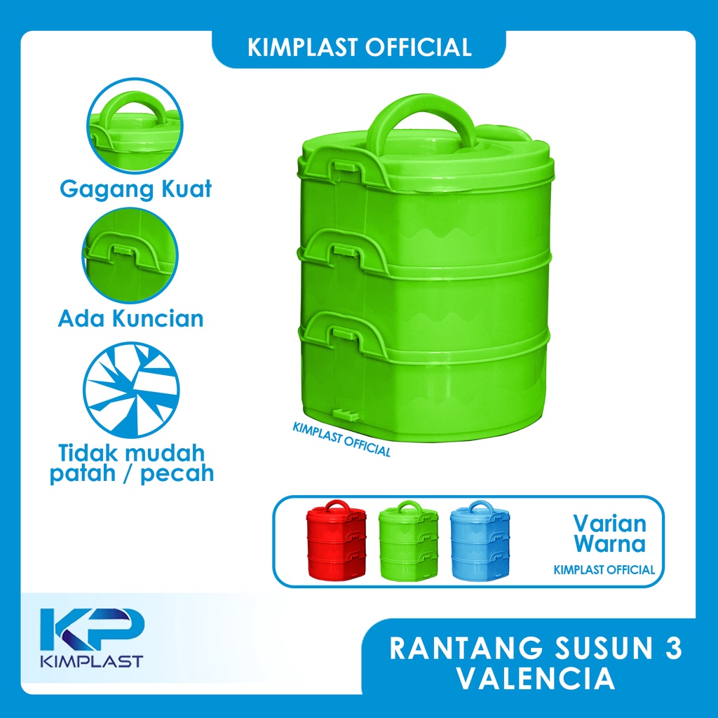 KIMPLAST RANTANG VALENCIA Susun 3/ Rantang susun 3 plastik / Rantang susun 3 / rantang susun Hajatan