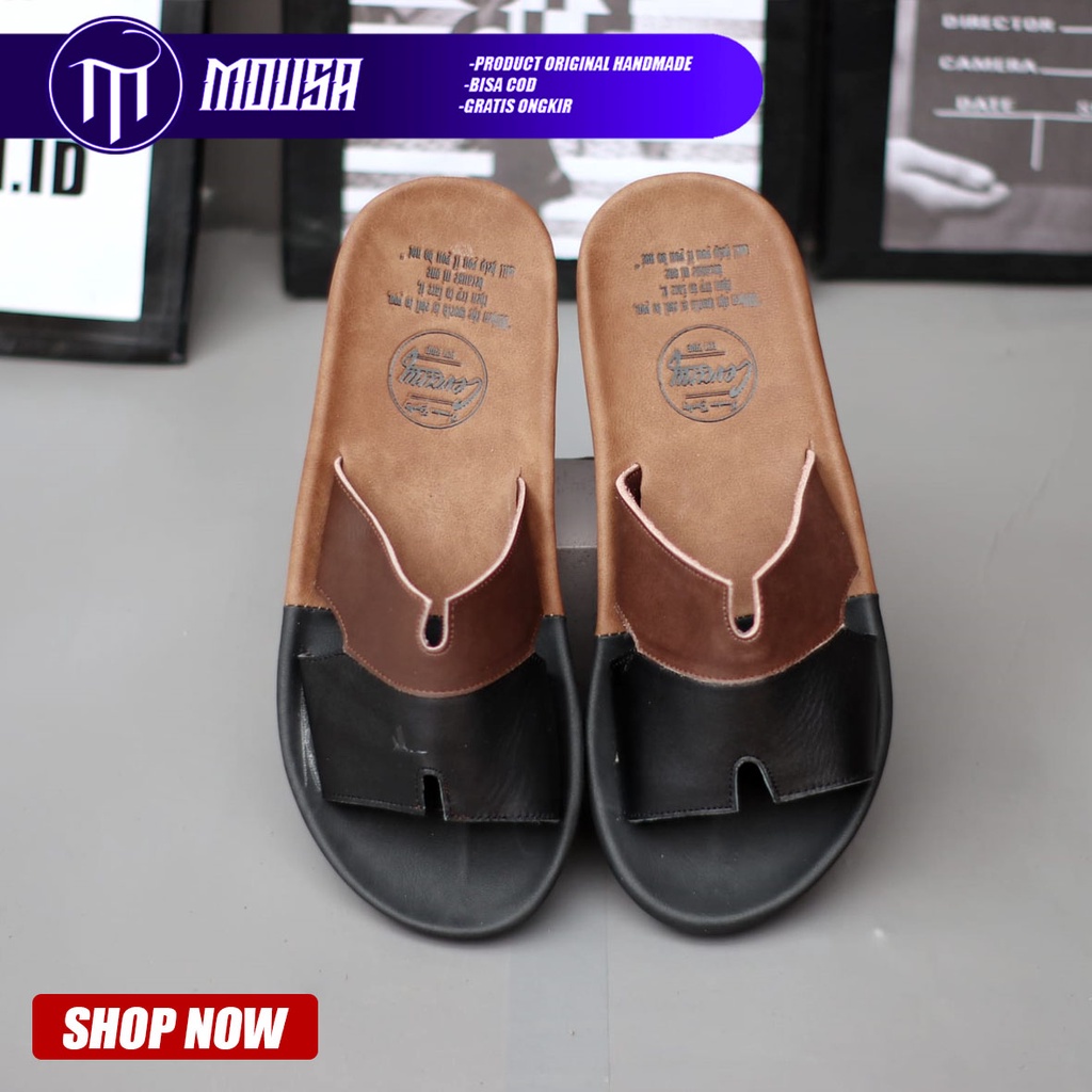 Sandal Slide Kulit Asli Santai Nyaman Pria Original Mousa Ceci