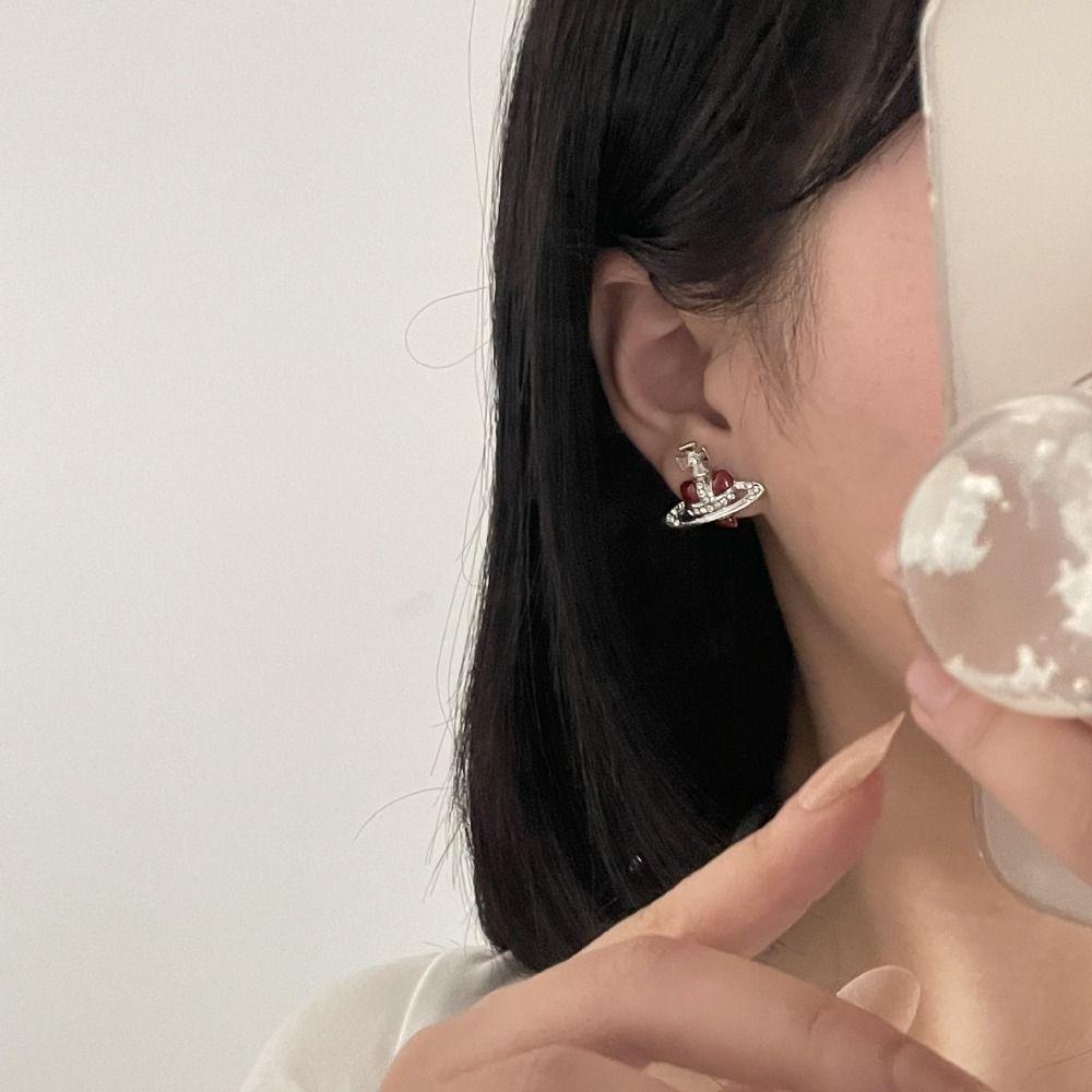 Mxbeauty Anting Wanita Trendi Pesta Perhiasan Mewah Ceative Planet Earrings Vintage Zirkon Telinga Stud