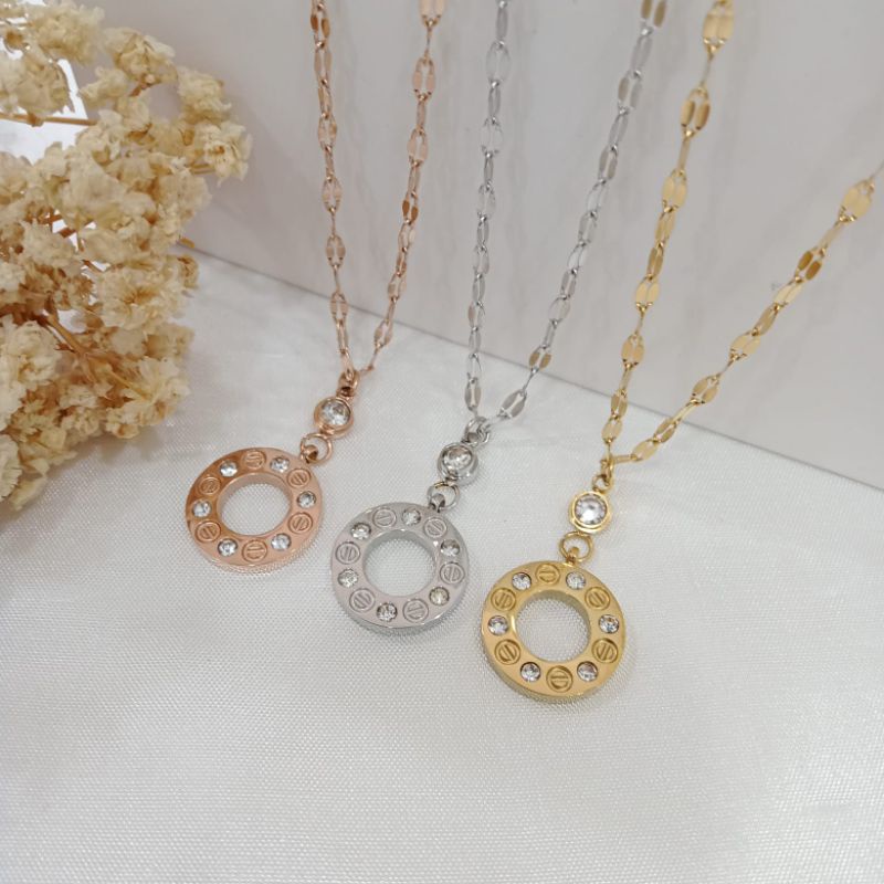 kalung titanium fashion bulat donat